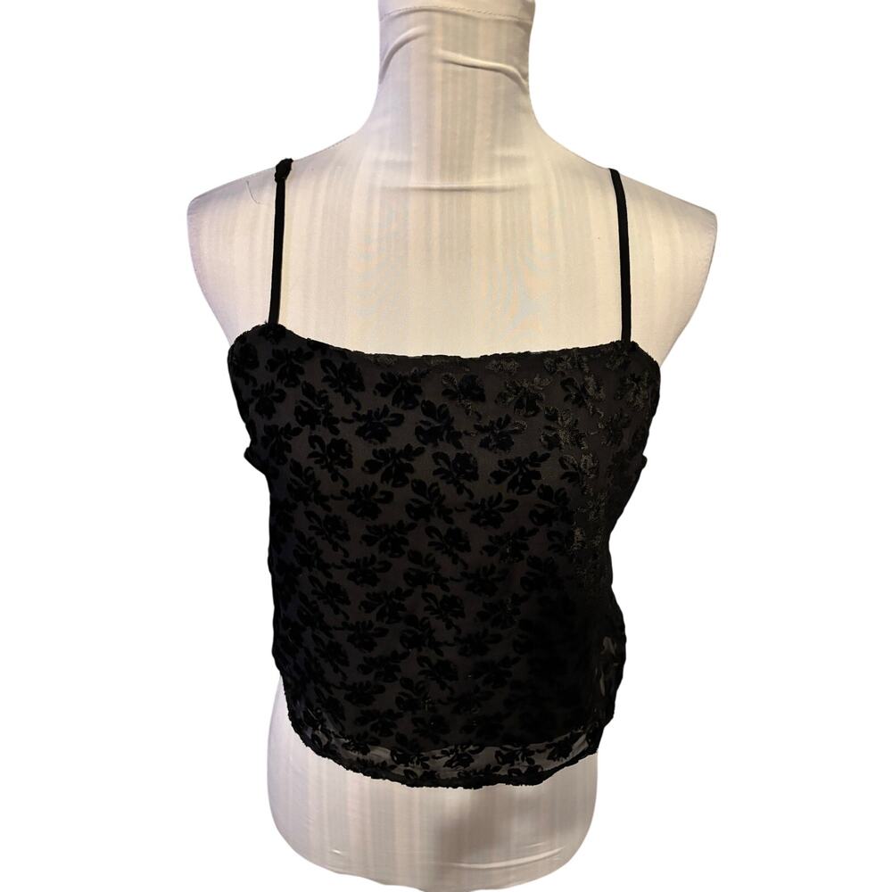 Gap Black Velvet Burnout Camisole Size S Petite NWT